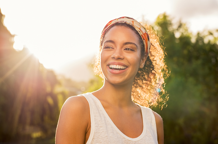 woman smiling showing facial contours