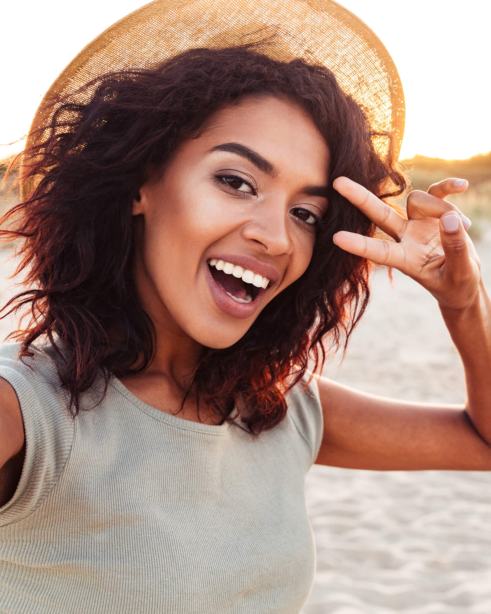 Woman smiling in the beach